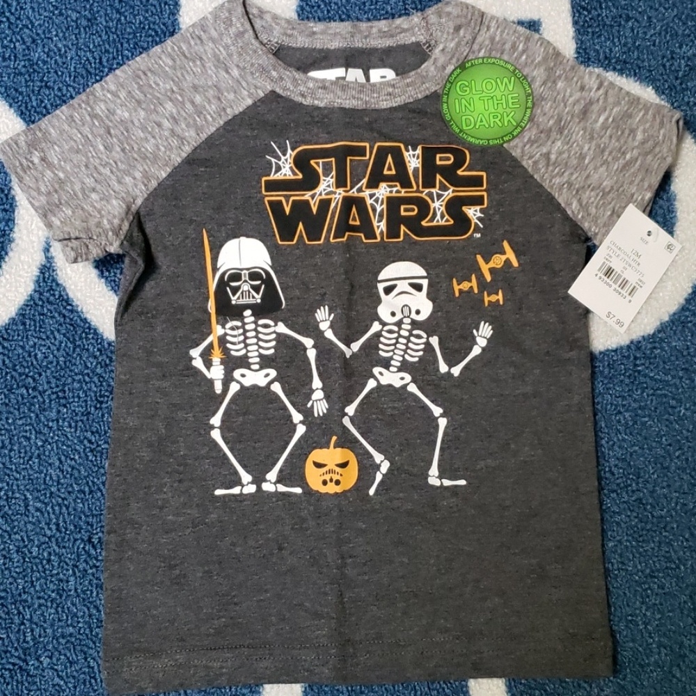 NWT Halloween Star Wars tshirt shirt 12M skeleton